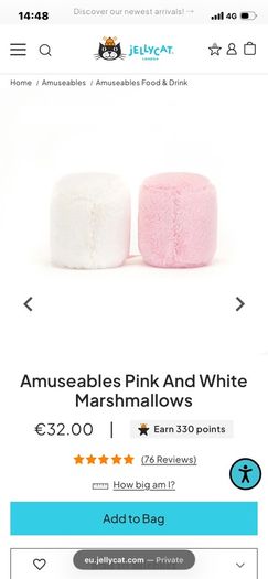 New JELLYCAT Amuseables Pink & White Marshmallows