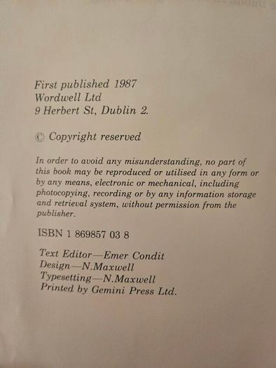 Recording the Past from Ancient Churchyards and Other Sources, published in Dublin in 1987 by Wordwell Ltd. Booklet in good condition.  See photos for same.