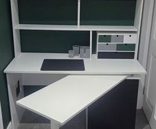 Extension office desk with shelving
