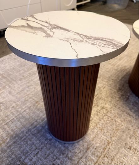 Round Coffee Table Set - walnut