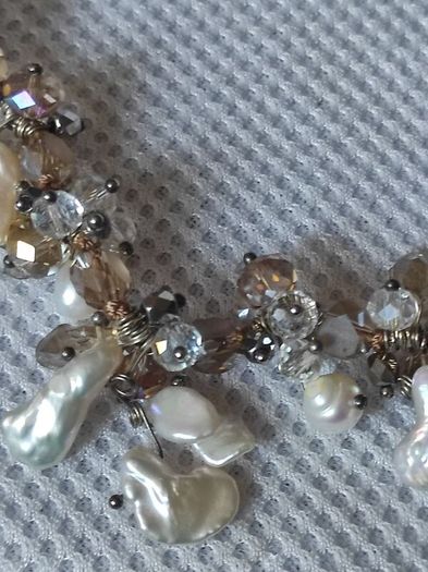 Pearls and crystals sterling silver necklace