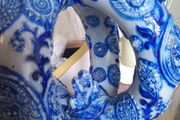 Pair Antique German Cobalt Blue Westerwald Ewers