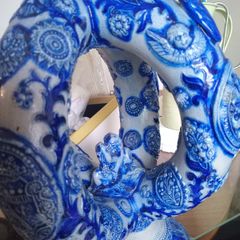 Pair Antique German Cobalt Blue Westerwald Ewers