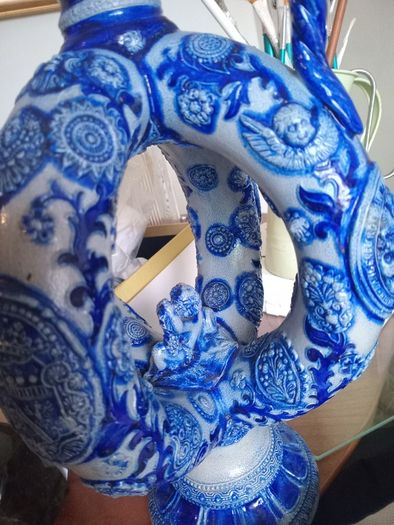 Pair Antique German Cobalt Blue Westerwald Ewers