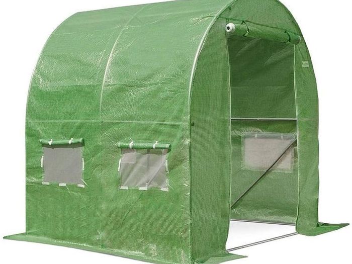 FREE EXPRESS SHIPPING 2M(L) x 2M(W) x 2M(H) Green Polytunnel Greenhouse with Galvanised 25mm Diameter Steel Frame Poly Tunnel