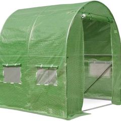 FREE EXPRESS SHIPPING 2M(L) x 2M(W) x 2M(H) Green Polytunnel Greenhouse with Galvanised 25mm Diameter Steel Frame Poly Tunnel