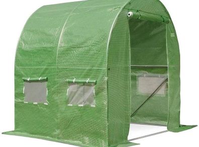 FREE EXPRESS SHIPPING 2M(L) x 2M(W) x 2M(H) Green Polytunnel Greenhouse with Galvanised 25mm Diameter Steel Frame Poly Tunnel