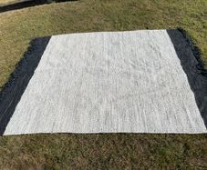 Large Grey & Black Braided Leather Rug (7.5' x 9.5')