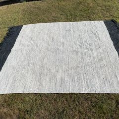 Large Grey & Black Braided Leather Rug (7.5' x 9.5')