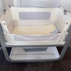 Snuzpod 3 Bedside Crib Grey and Mattress and Accessories