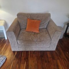 FREE Large Fabric Armchair Beige/ Brown