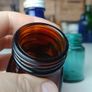 457 - Set of Three Beautiful Vintage Glass Decorative Collectible Bottles - Amber Eire Bovril, Cobalt Blue Magnesia and Turquoise Science Cream Image 5