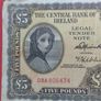 Irish 1967 Lavery Five pound banknote in Fine condition Image 2