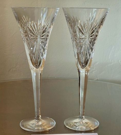 Two Waterford Crystal Millennium Champagne Flutes