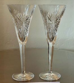 Two Waterford Crystal Millennium Champagne Flutes