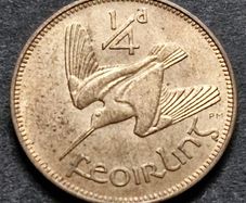 Beautiful Ireland 1946 Farthing 1/4 d coin
