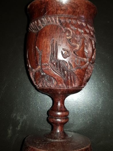 Beautiful Hand Carved Wooden Wine Goblets Zimbabwe Rosewood Animals Rhino
