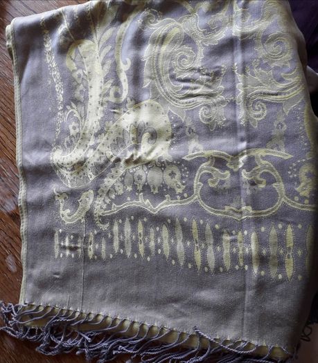shawl - apple green & grey