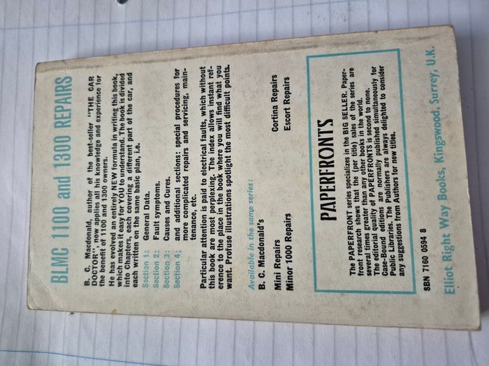 BLMC 1100 and 1300 Repairs - B C Macdonald Paperfront Manual -