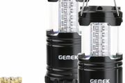 2 Pack LED Camping Lantern, Survival Kit for Emergency, Storm, Outages, Outdoor Portable Lantern, 6 AA Batteries Included (Black, Collapsible)