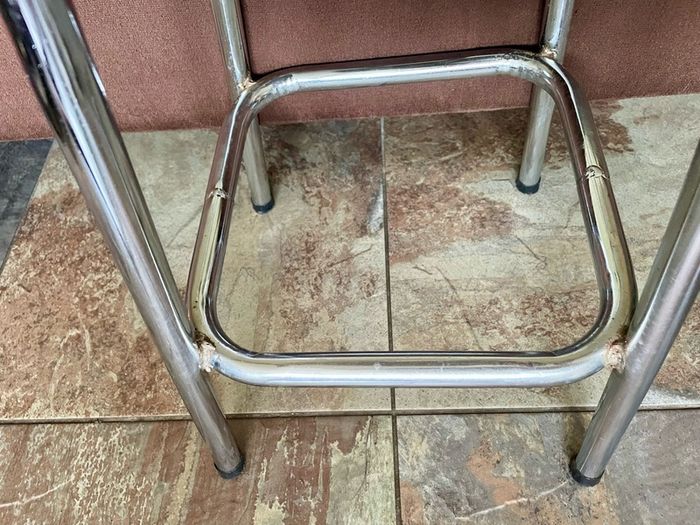 Mid 1959s Art Deco Inspired Chrome Bar Stool with Original Seat Top