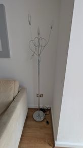 Chrome Floor Lamp with Elegant Floral Design