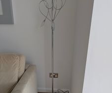 Chrome Floor Lamp with Elegant Floral Design