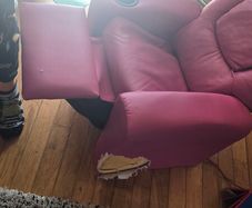 Kids reclinable armchair pink. Used