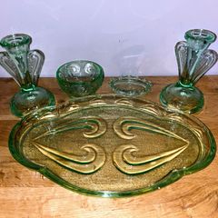 Art deco 5 piece dressing table set