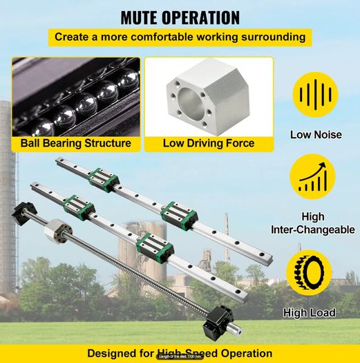HGR20-1700mm Linear Guide Rail Kit Slide Rail with 1Pcs RM1605-1700mm Ballscrew with BF12/BK12 Kit Linear Slide Rail Guide Rail Square For DIY CNC Routers Lathes Mills