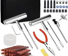 Tyre Repair Kit,70pcs Tyre Plug Kit,Heavy Duty Tyre Puncture Repair Kit,Universal Car Tyre Patch Kit with 30 Tyre Repair Rubber Strip for Tires on Cars,Trucks,Motorcycles,ATV,Tractor,Van