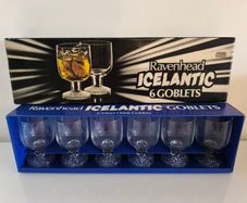 Vintage Ravenhead Icelantic Set of 6 Mixer Drink Goblets Boxed Made in England