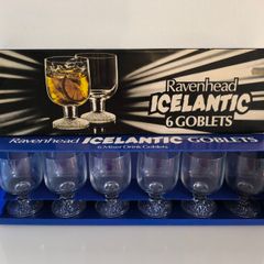 Vintage Ravenhead Icelantic Set of 6 Mixer Drink Goblets Boxed Made in England