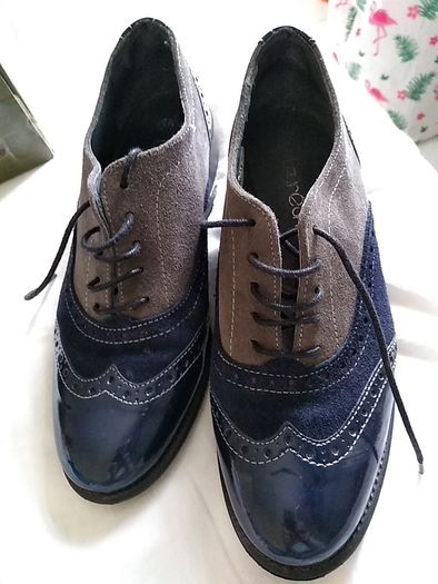 navy and grey brogues