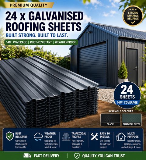 24 x Metal Roofing Sheets for Shed 7m2 Corrugated Roof Panels
