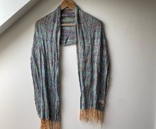 Mucros Weavers Ireland Fringe Scarf Multicolor Boho Knit