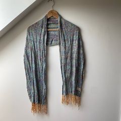 Mucros Weavers Ireland Fringe Scarf Multicolor Boho Knit