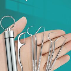 Stainless Steel Metal Toothpick Set Portable Household Portable Dental Hook Needle Cleaning Tool For Removing Teeth And Stones