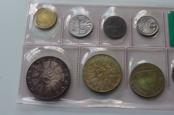 3 x Silver coins in 1972 Austrian Proof Coin Set ("durch Ihre Volksbank" edition)