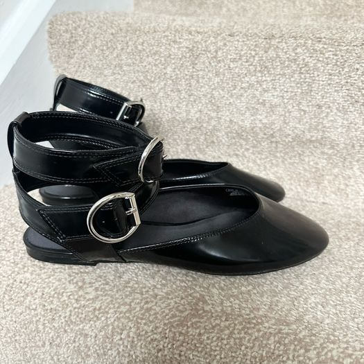 New Zara Black Buckle Shoes UK6