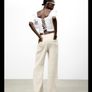 Zara white shirred linen top blouse size S Image 3
