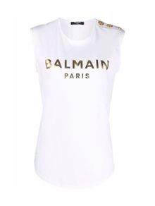 Balmain white logo tank top Size Large NEW WITH  TAGS RRP 395