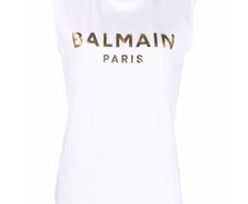 Balmain white logo tank top Size Large NEW WITH  TAGS RRP 395