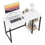 Computer Desk with Monitor Stand,100cm Office Desk with Reversible Storage Shelves,Study Desk for Home and Small Spaces,White Image 2
