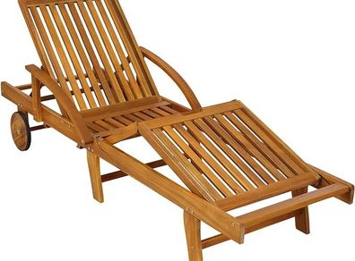 Acacia Wood   Garden Wooden Sun Lounger Chair