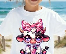Cute Girls' Cartoon Cow T-Shirt