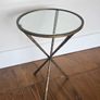 Round Glass Side Table - Antique Brass Hammered Metal Image 3