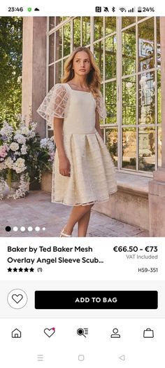 Ted Baker yellow dress mesh overlay angel sleeve