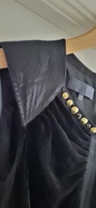 BASTYAN Black Silk and Velvet Gold Stud Dress Sz 12