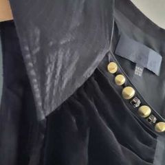 BASTYAN Black Silk and Velvet Gold Stud Dress Sz 12
